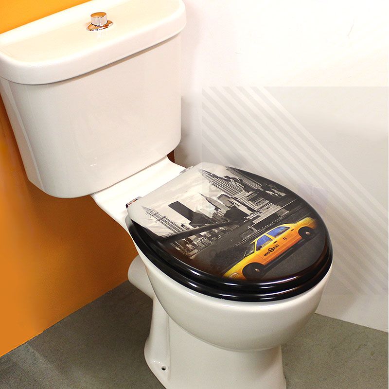 MDF Pattern Print Novelty Themed Toilet Seat Chrome Metal Bottom Fixing